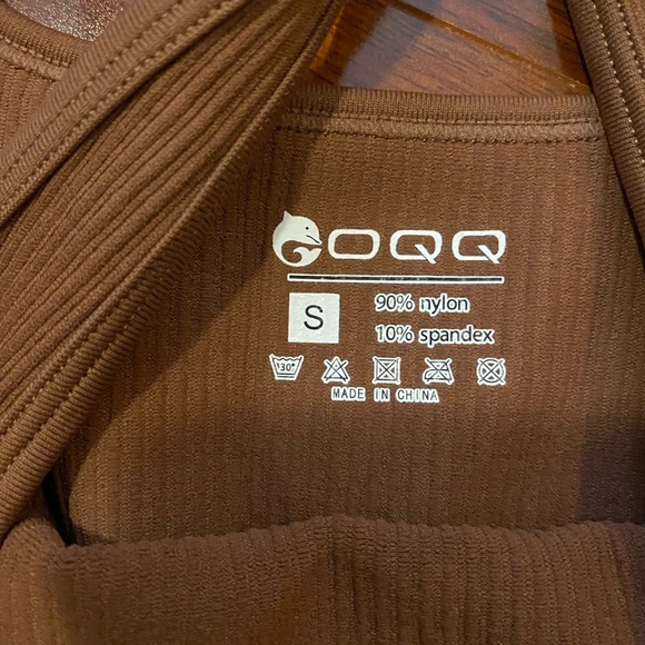 OQQ Bundle of 2 lavender and brown Ribbed Top bodysuits size small sleeveless - Picture 8 of 8